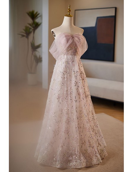 Sparkly Sequined Aline Long Prom Dress Off Shoulder