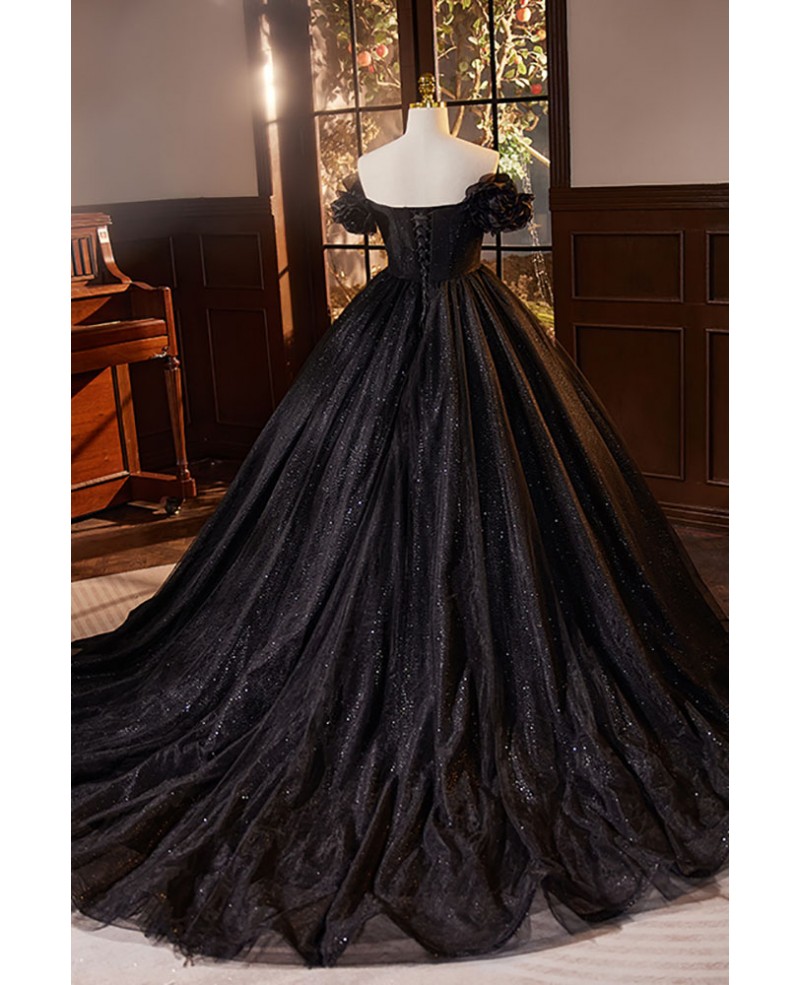 Gothic Black Formal Ballgown Long Prom Dress with Off Shoulder #MX18181 ...