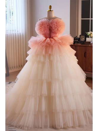 Charming Ballgown Princess Tulle Formal Prom Dress with Train