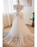 Vintage High Collar White Lace Wedding Dress with Keyhole Back