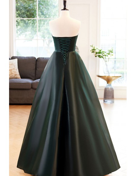 Dark Green Big Bow Knot Evening Formal Dress