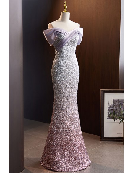 Mermaid Sequined Off Shoulder Prom Dress For Parties #MX18104 ...