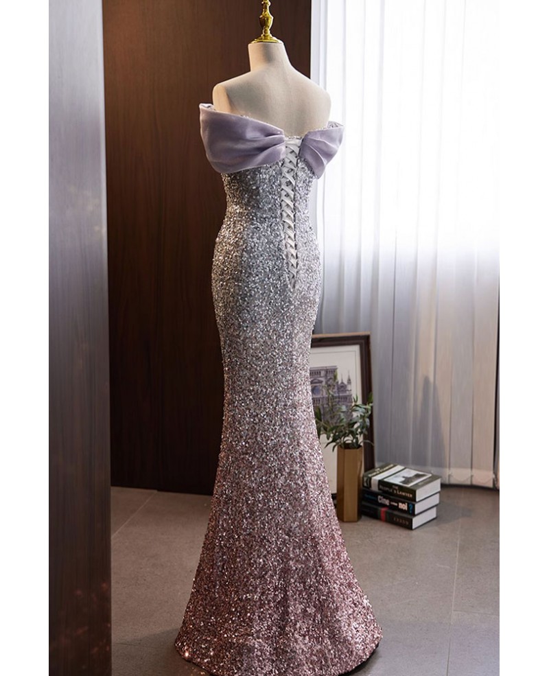 Mermaid Sequined Off Shoulder Prom Dress For Parties #MX18104 ...