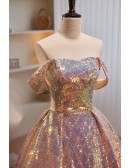 Sparkly Off Shoulder Ballgown Bling Prom Dress