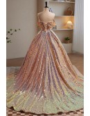 Sparkly Off Shoulder Ballgown Bling Prom Dress