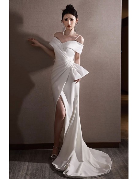 Elegant Off-Shoulder Slim Fit White Dress for Women