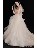 Gorgeous Ruffled Ballgown Wedding Dress with Spaghetti Straps
