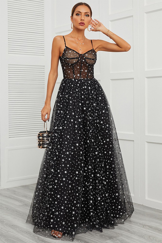 Short Black Tulle Prom Dresses, Little Black Formal Evening Dresses,DS1582