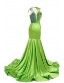 Fitted Green Sleeveless Mermaid Prom Dress with Luxury Beaded Jewelry