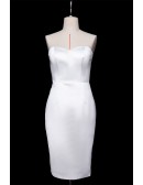 Elegant Sheath White Knee Length Wedding Dress With Cape