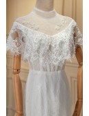 Elegant Lace Sheath Wedding Dress With Cape Sleeves