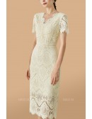 Gorgeous Lace Bodycon Wedding Party Dress Short Sleeved