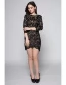 Gorgeous 3/4 Sleeve Mini Little Black Lace Dress