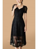 Short Sleeved See-through Lace Aline Wedding Party Dress