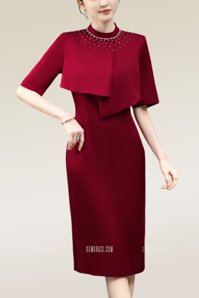Cocktail Beaded V-Neck Sheath Dress RQ8152 main image 1
