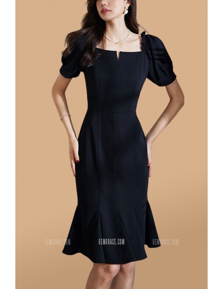 Gorgeous Square Neckline Mermaid Party Dress with Bubble Sleeves