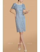 Sheath Lace Wedding Guest Dress with Short Sleeves