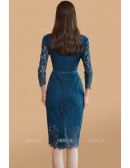 Gorgeous Vneck Sheath Lace Wedding Guest Dress with 3/4 Sleeves