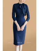 Sheath Knee Length Wedding Party Dress with Sleeves