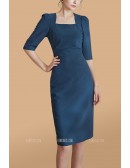 Square Neckline Sheath Party Dress with Half Sleeves