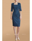 Square Neckline Sheath Party Dress with Half Sleeves