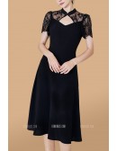 Lace Short Sleeved Qipao Collar Aline Wedding Guest Dress