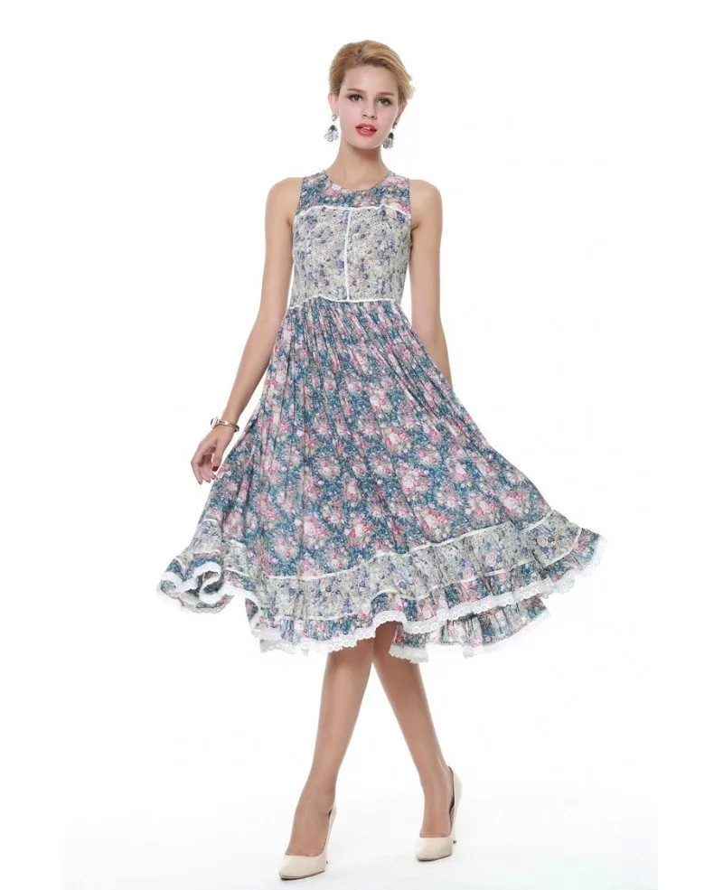 Unique Knee Length Flower Prints Summer Dress for a Wedding #DK271 $58. ...