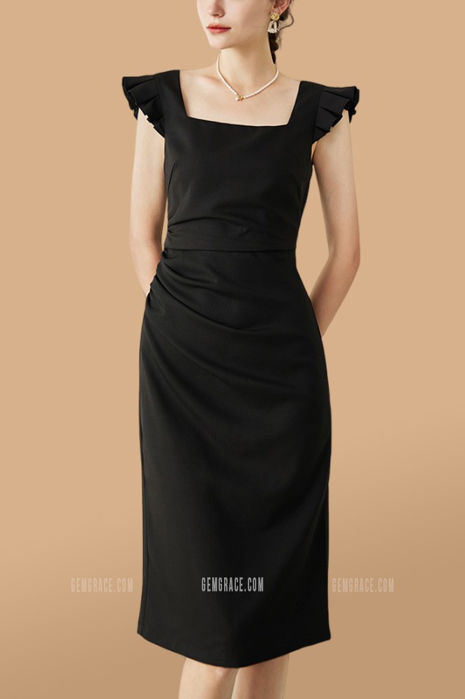 Blue Square Neckline Bodycon Dress Sexy Homecoming Dress Y676 main image 0