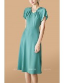 Pretty Short Sleeved Aline Knee Length Wedding Party Dress