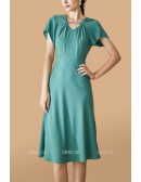 Pretty Short Sleeved Aline Knee Length Wedding Party Dress