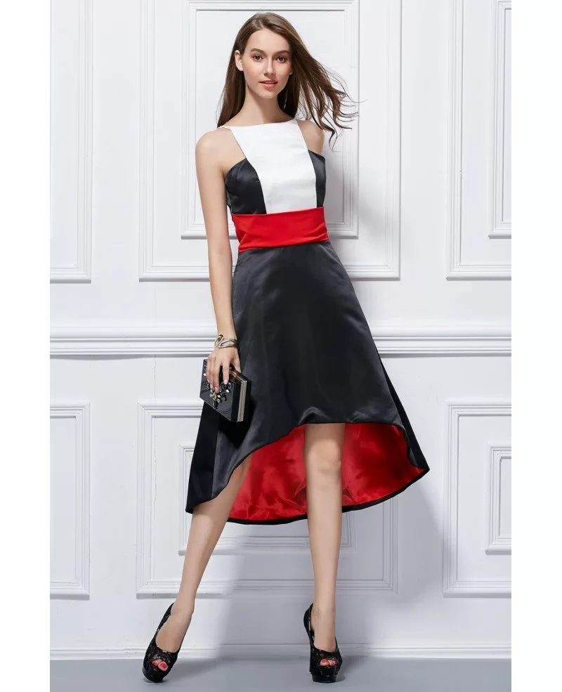 Chic High Low Satin Wedding Guest Dress DK288 72 7 GemGrace