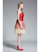 Stylish A-Line Embroided Tulle Short Party Dress