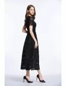 Vintage A-Line Lace Ankle Length Dress With Short Sleeves