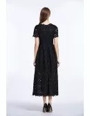 Vintage A-Line Lace Ankle Length Dress With Short Sleeves