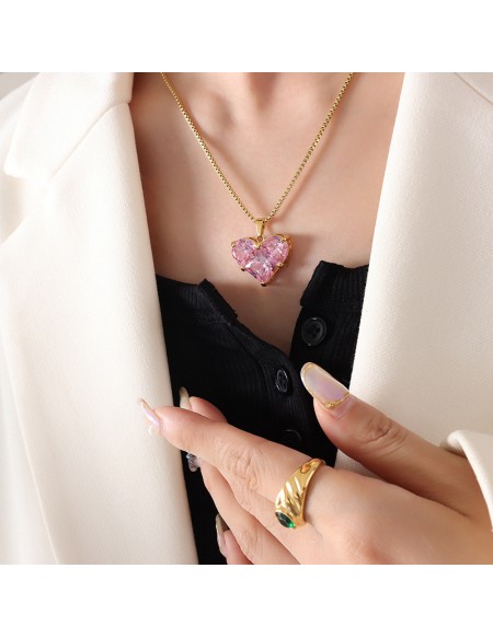 Cute Heart Love Zircon Pendant Necklace