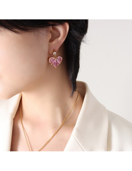 Cute Heart Love Zircon Pendant Necklace
