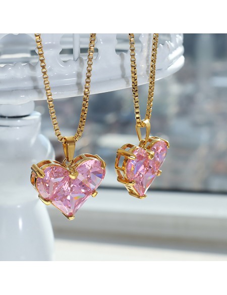 Cute Heart Love Zircon Pendant Necklace