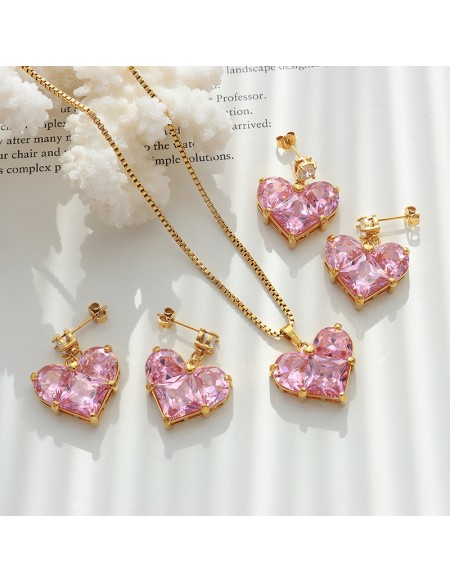 Cute Heart Love Zircon Pendant Necklace