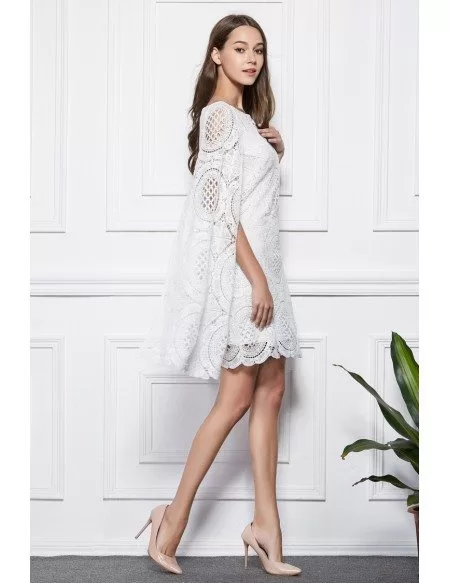 Fashionale A-Line White Lace Short Wedding Party Dress #DK339 $102 ...