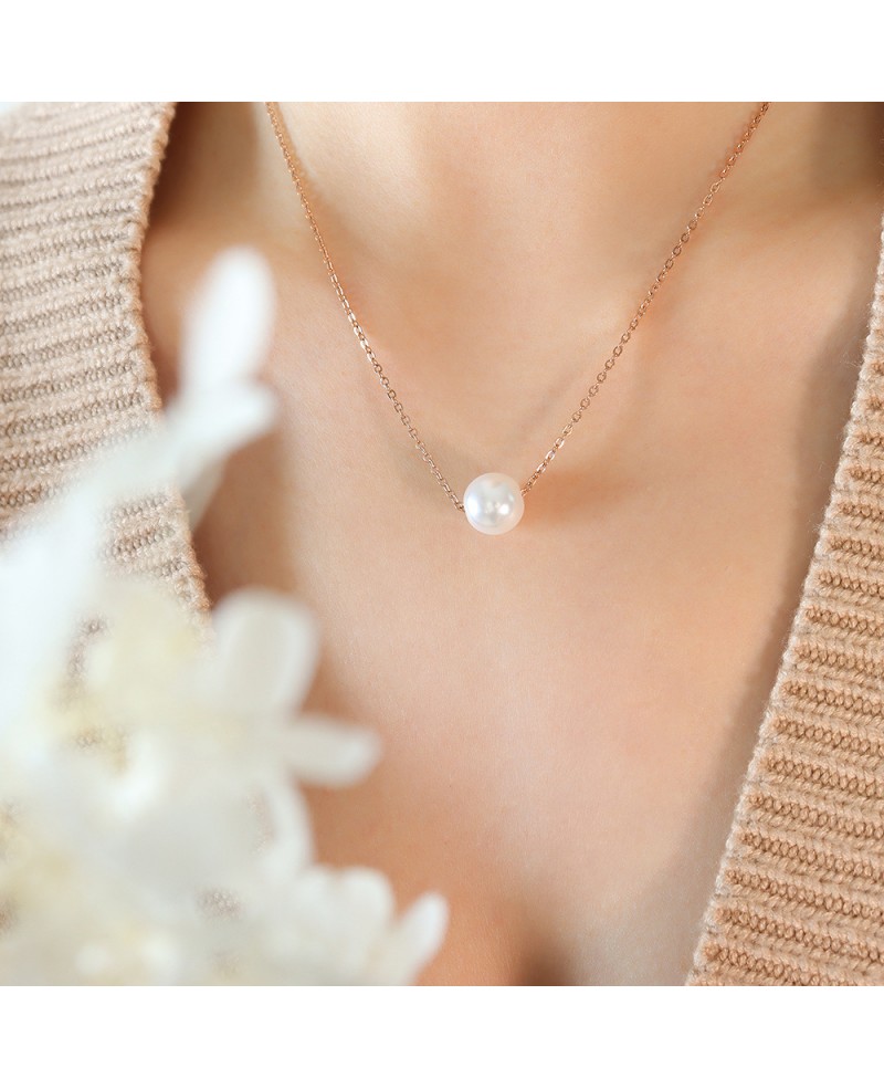 Imitation Pearl Pendant Necklace Plated 18k Gold #SL1102 - GemGrace.com