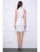 White Lace Short Halter Mini Dress Petite