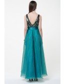 Sexy A-Line V-neck Tulle Ankel-Length Dress With Beading