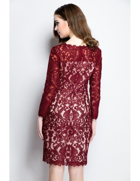 Elegant Lace Short Dress with Long Sleeves