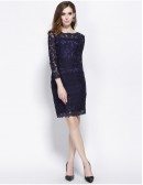 Elegant Lace Short Dress with Long Sleeves
