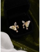 French Romance Green Butterfly Earrings Ear Clip