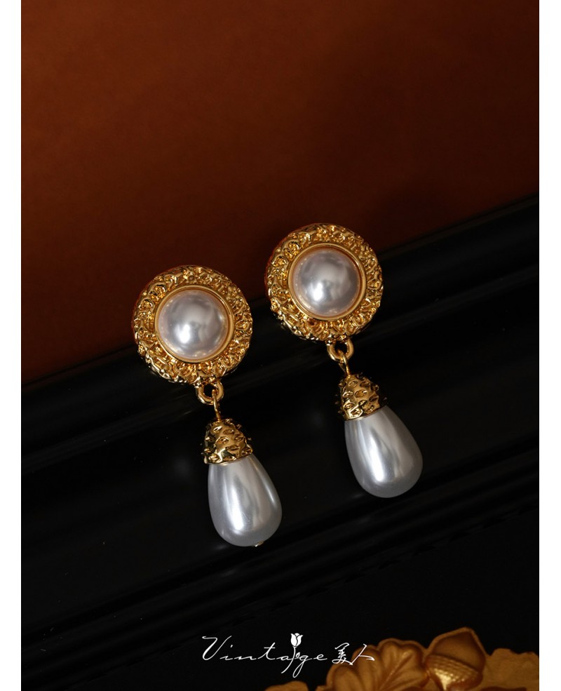 【HYERES LOR】Noailles Silver antique pearl point earrings HYÈRES LOR (イエールロール ) - Noailles Silver Antique Pearl