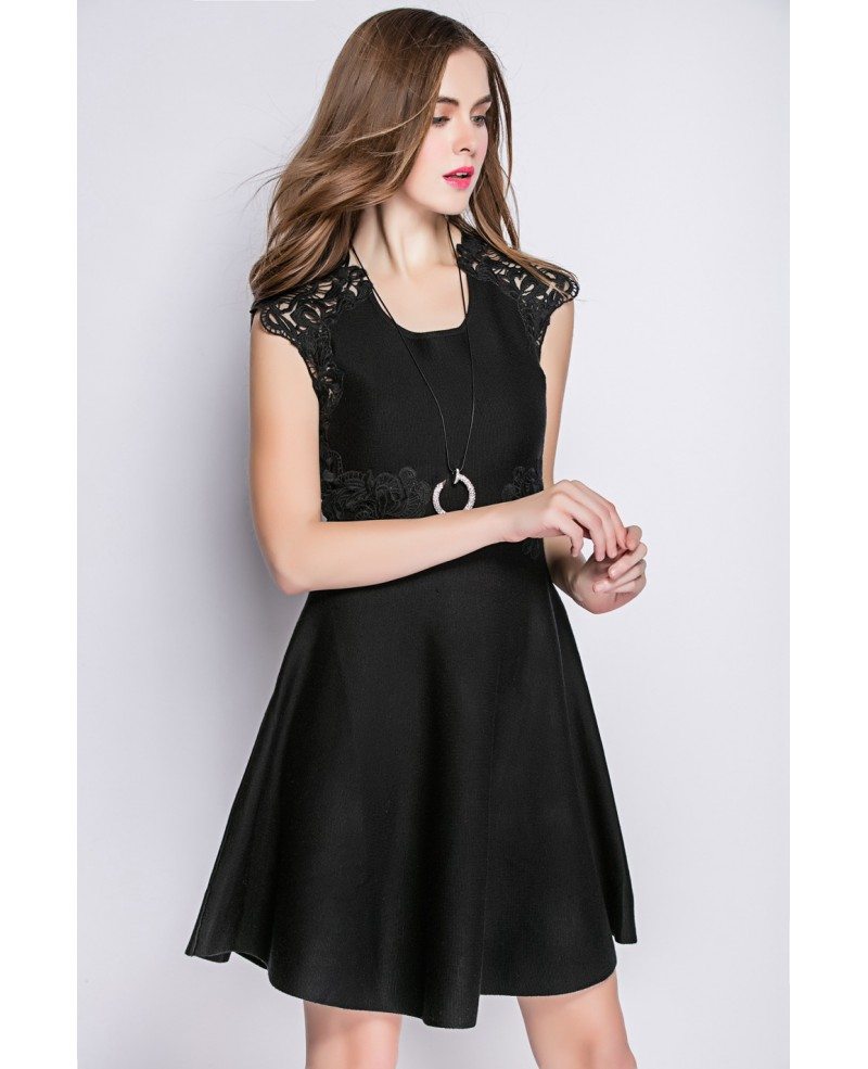 perfect evening black lace skater dress