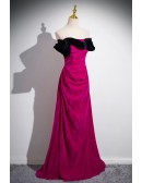 Strapless Fuchsia Long Velvet A Line Prom Dress