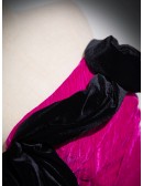 Strapless Fuchsia Long Velvet A Line Prom Dress