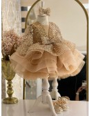 Sequined Long Sleeved Ruffled Ballgown Girls Party Dress